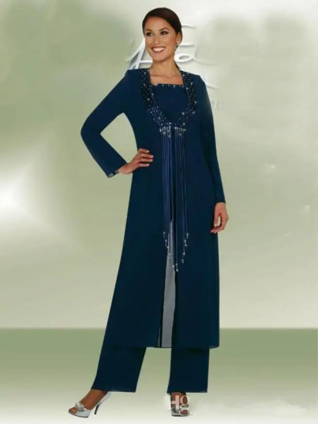 Hot Selling Long Sleeve 2015 Mother Of The Bride Pant Suits With