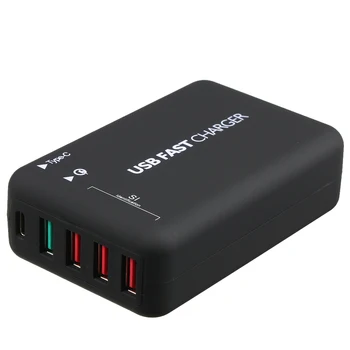 

USB Hub USB Quick Charge 3.0 5-Port 6A USB Desktop Charger Adapter Hubs Multi Port USB Wall Charger Dock Station with 1.5m Cable