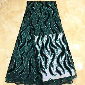 

Elegant evening French tulle material African net lace fabric with sequins PDN342(5yards/lot) free shipping