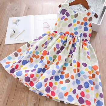 

Roimyal Wholesale 2019 fashion new summer 2-6 years old girl color graffiti cute cotton comfortable dress free shipping