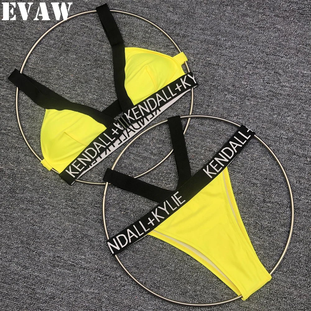 

Evaw Bikini Set Women's Swimming Suit Sexy Swimwear Swim Suit Yellow Bikini Push Up Padded Brazilian Swimwear Bathing Suit