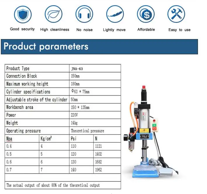 Пневматический штамповочный станок с небольшой регулируемой силой 200 кг пневматический перфоратор 110 В/220 В одинарный столбец пневматический пресс машина JNA63