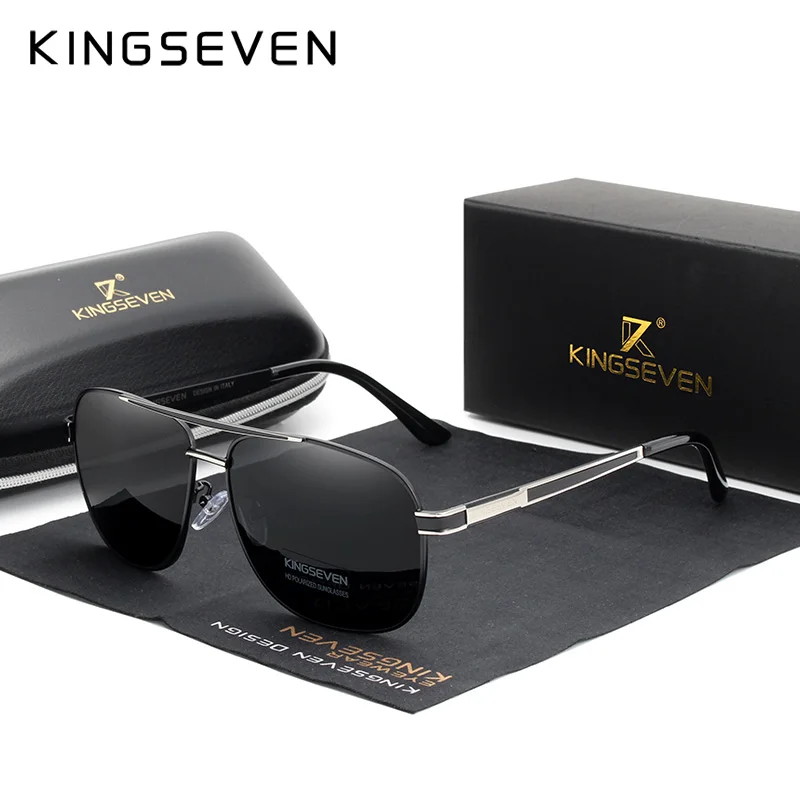 Мужские солнцезащ. Очки с УФ защитой KINGSEVEN черно красные солнцезащитные очки
