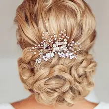 Clip de pelo plateado Vintage para boda, nupcial, flor de perla, pasador de pelo de cristal para dama de honor, peine, accesorios de joyas para el pelo para novia