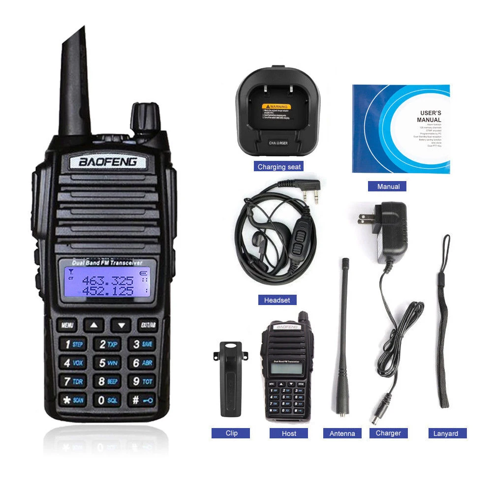 

1PC Walkie Talkie BaoFeng UV-82 Dual-Band 136-174/400-520 MHz FM Ham Two Way Radio Transceiver