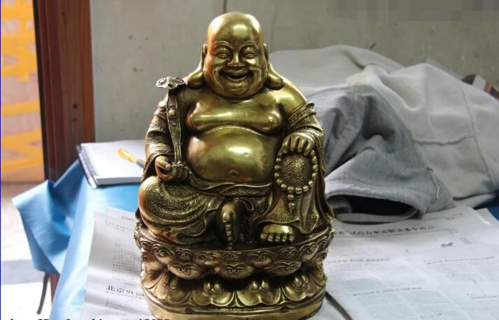 

S0298 Budhism Temple Copper Bronze Gild RuYi Maitreya Rohan Monk Buddha Statue (B0328)