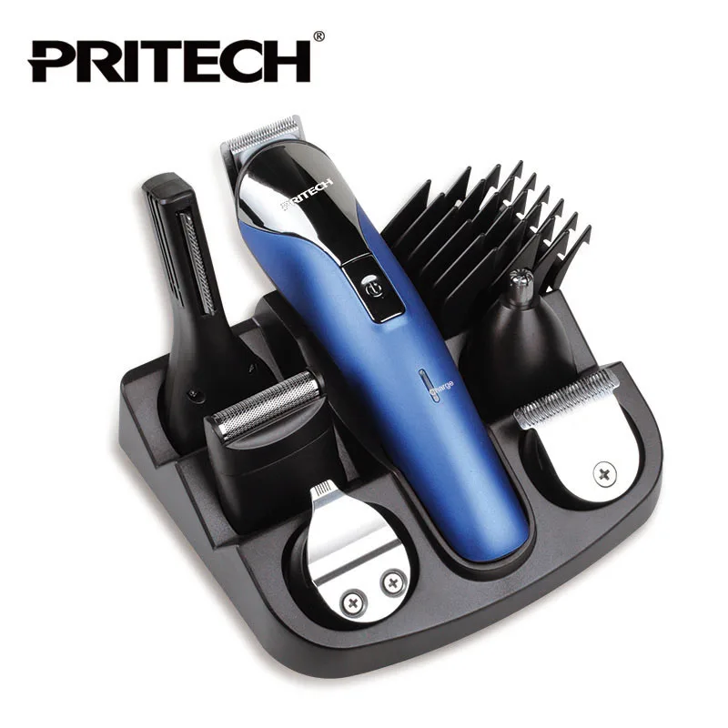 PRITECH 6 IN 1 Rechargeable Hair Trimmer Professional Hair Clipper for