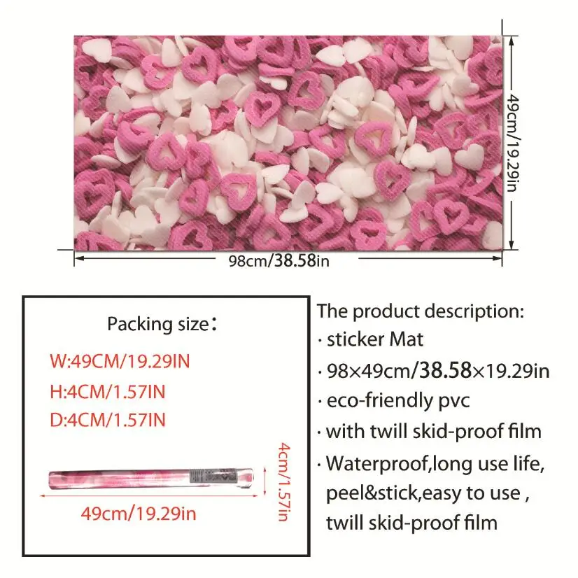 Милое детское украшение для спальни девочки напольная Наклейка 3d Водонепроницаемая самоклеящаяся розовая Конфета в форме сердца Детская комната Напольные стикерс W194