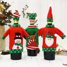 Новогодние украшения Прекрасный Санта Клаус Олень снеговик украшение вина с шапка одежда Красный Футляр для бутылки вина украшения