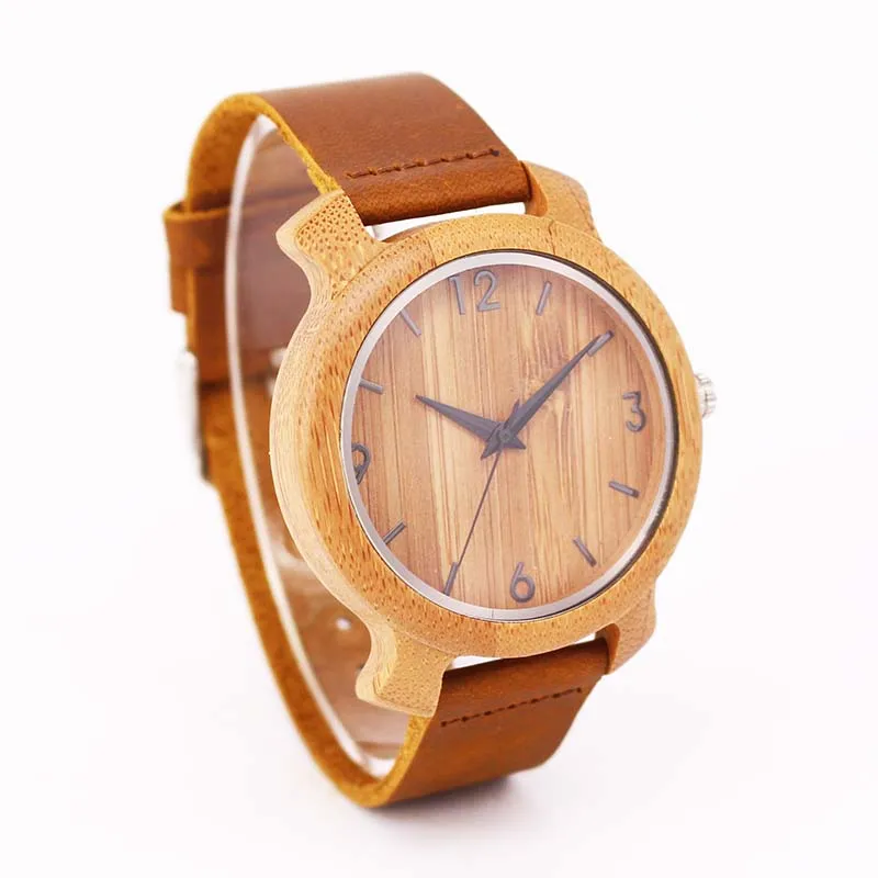 brown digital bamboo wood leather men watches (10)