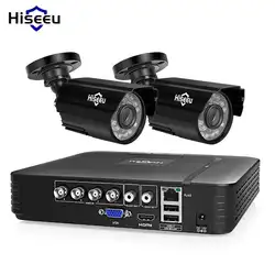 Hiseeu HD 4CH 1080N 5в1 AHD DVR комплект CCTV система 2 шт 720 P/1080 P AHD-двухсторонняя Водонепроницаемая камера 2MP P2P комплект видеонаблюдения