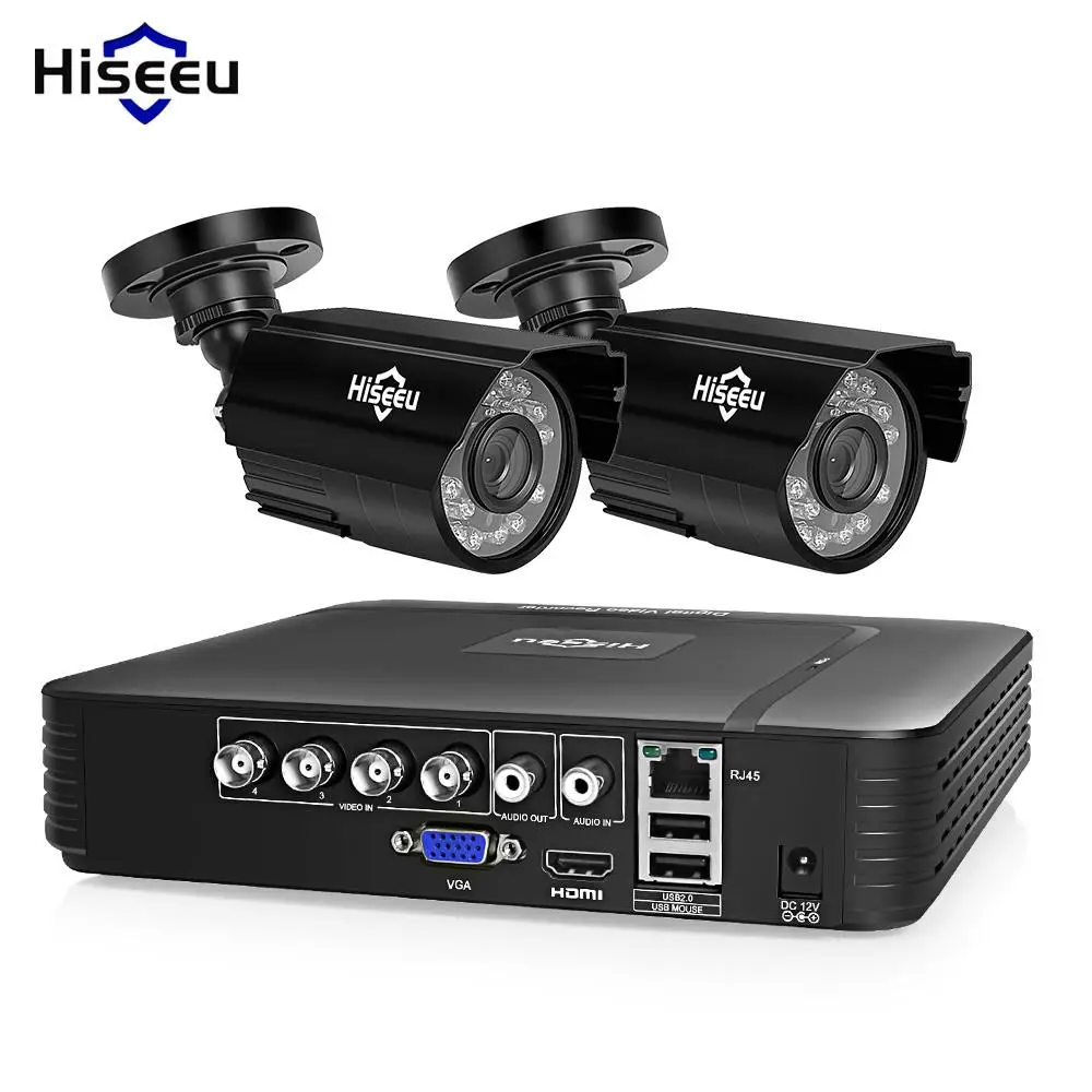 Hiseeu HD 4CH 1080N 5в1 AHD DVR комплект CCTV системы 2 шт. 720 P/1080 P Двусторонняя