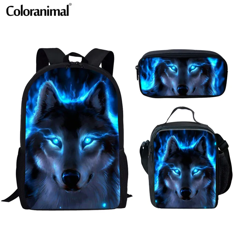 Рюкзак Coloranimal для девочек подростков мужской комплект с 3D волком классный