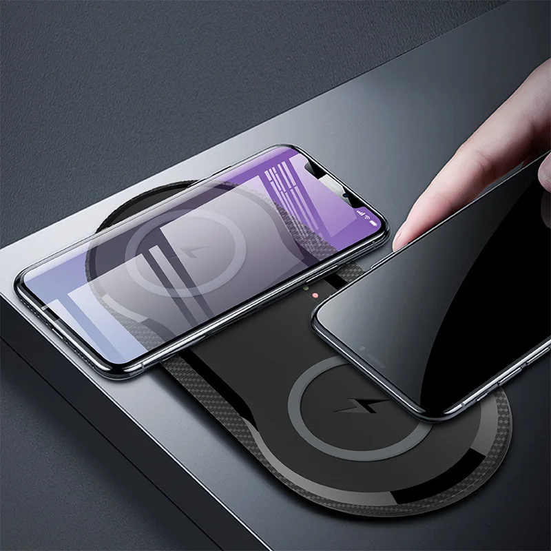 

Qi Induction Wireless Charger Dual Pad Silicone Fast Charging Stand for Xiaomi mix2s Samsung Iphone 10W Speed For Phone Chargers