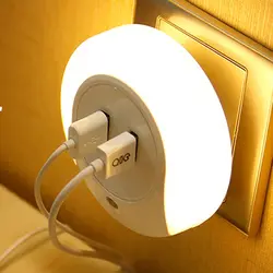 Креативный штекер ночник светодио дный светодиодный датчик света с двойным USB зарядным устройством настенная пластина лампа идеально