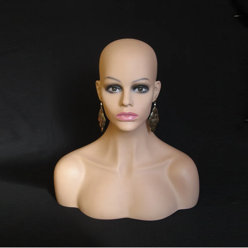 Earring Display Realistic Female Mannequin Head Bust For Wig And Hat
