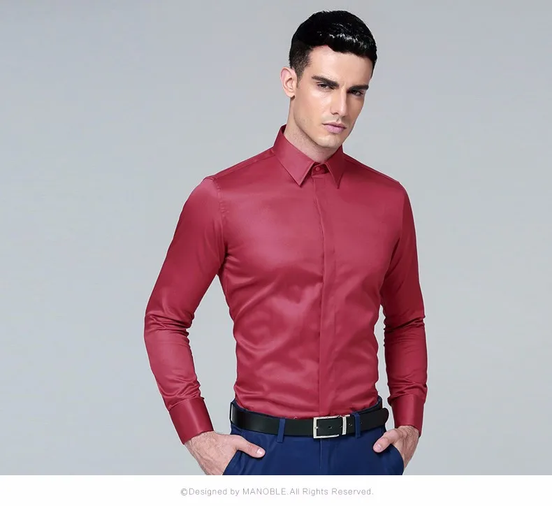 mens short sleeve white shirt High Quality 2021 Brands New Regular Fit Shirts for Men Business Long Sleeve Cufflink Cotton Solid Color Camisas De Hombre mens short sleeve dress shirts