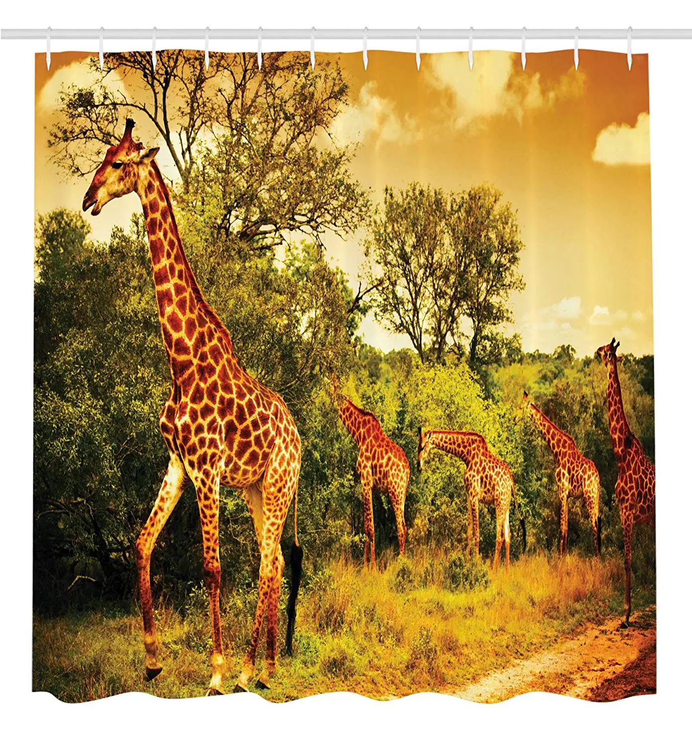 safari shower curtain giraffe