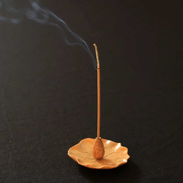 자연 창조적 인 대나무 수제 향 삽입 나무 향 버너 연꽃 잎 백단 향 스틱 랙incense burner sticks