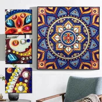 

RUBOS Diamond Mosaic Square Mandala Triptych DIY 5D Diamond Embroidery Painting Large Crystal Pearl Special bead Sale Hobby Gift