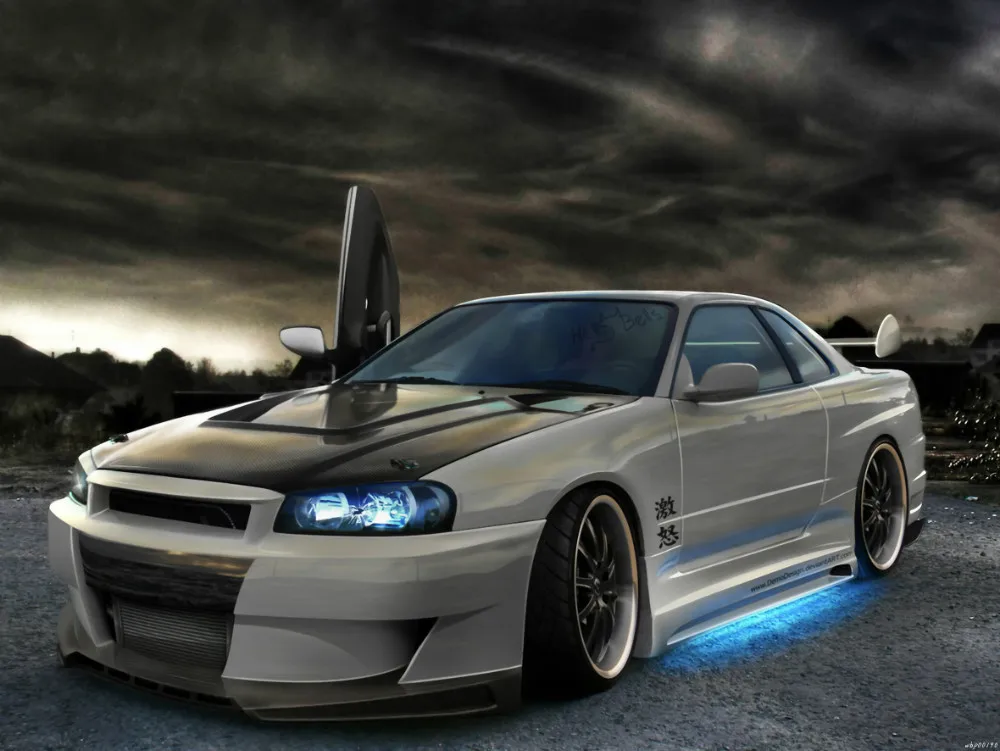 

Nissan Skyline Neon Tuning Car Auto Art Huge Print Poster TXHOME D2501