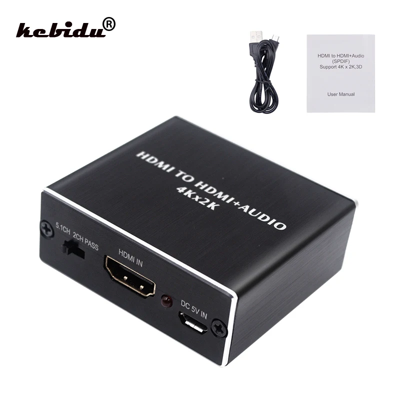 

kebidu Original Mini HDMI Audio Extractor HDMI to HDMI/Optical TOSLINK SPDIF/3.5mm Audio Extractor Converter Splitter Adapter