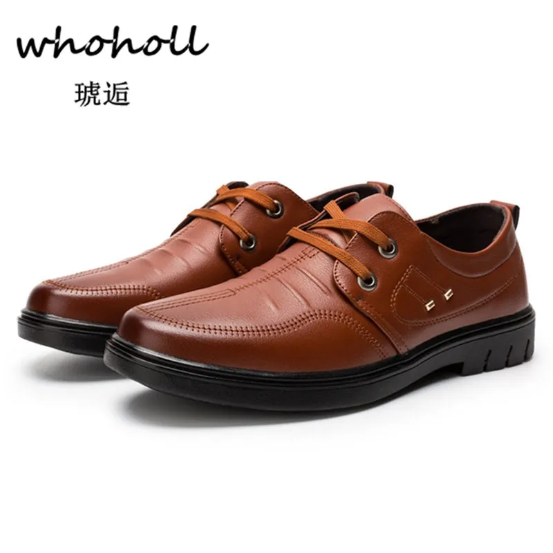 

Whoholl Big Size 39-45 Oxfords Leather Men Shoes Fashion Casual Pointed Top Formal Business Male Wedding Dress Flats Wholesales