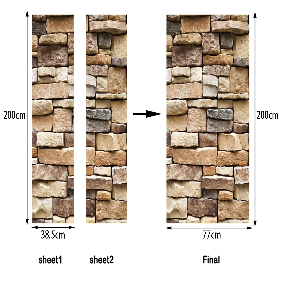 Забавные рок текстура 3D вид декоративные наклейки на дверь DIY ремонт дверей для спальня гостиная самоклеющиеся украшение для двери плакаты