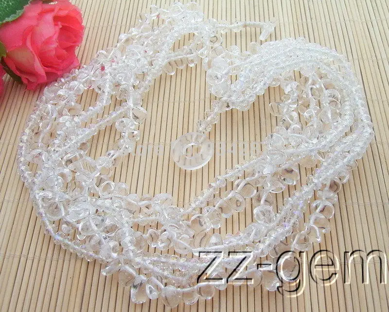 

21" 6Strds White Crystal Necklace
