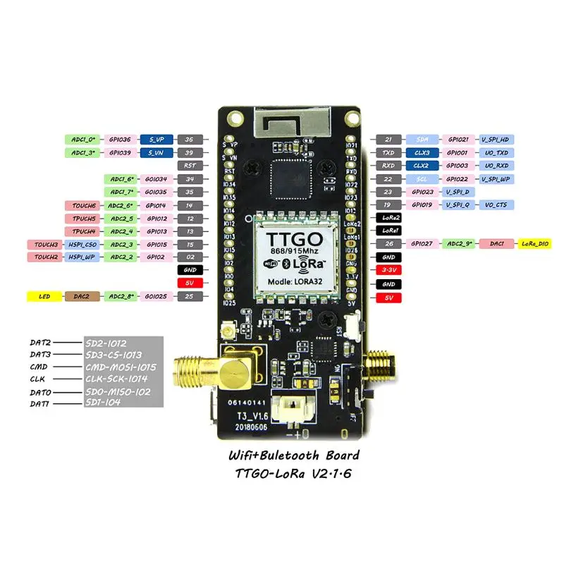 LoRa32 V2.1 ESP32 OLED 0,9" sd-карты Bluetooth wifi беспроводные модули SMA IP5306