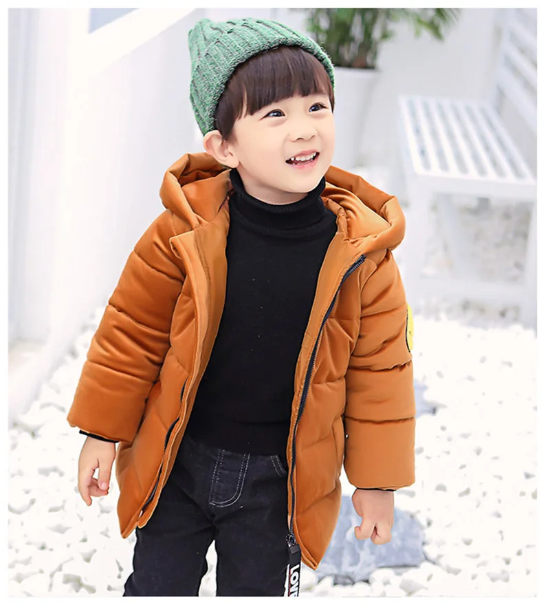 Winter warm gold velvet jacket for boys kids solid hooded down jacket for boys children coats outwear boy clothes (9)