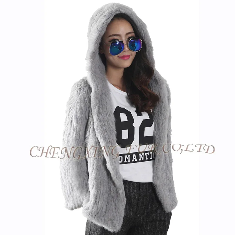 

CX-G-A-19 2016 New Genuine Rabbit Fur Coat Fashion Women Knitted Rabbit Fur Jacket Winter Warm Rabbit Fur Outwear