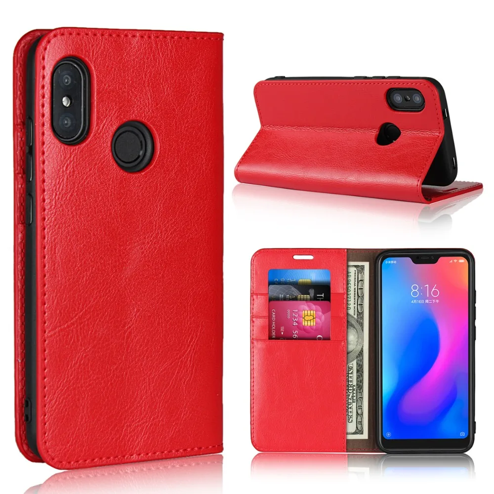 Чехол для Mi A2 lite чехол Xiaomi Роскошный кошелек из натуральной кожи книжка с