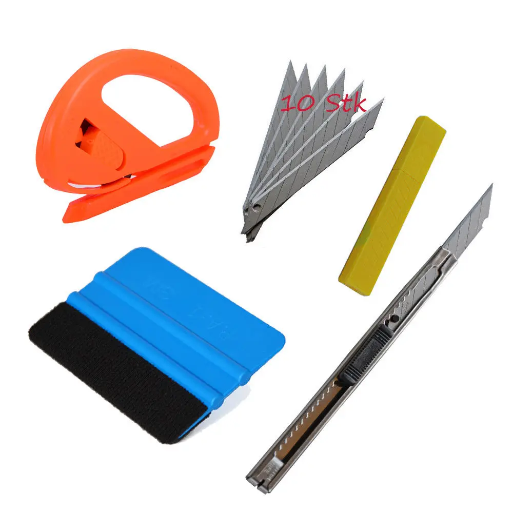 

Vinyl Sticker Wrap Tool Set Felt Squeegee Carbon Fiber Cutter Window Tint Kit