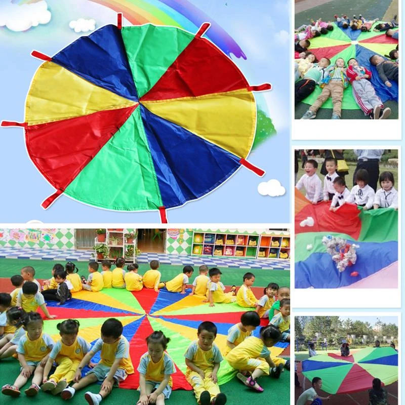 Nylon Tuch Regenbogen Fallschirm Jungen Madchen Kinder Spiele Kindergarten Eltern Kind Aktivitaten Fruhen Bildung Ziehen Fallschirm Toy Sports Aliexpress