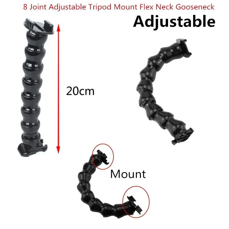 8 Joint Adjustable Tripod Mount Flex Neck Gooseneck for GoPro Hero7 6 5