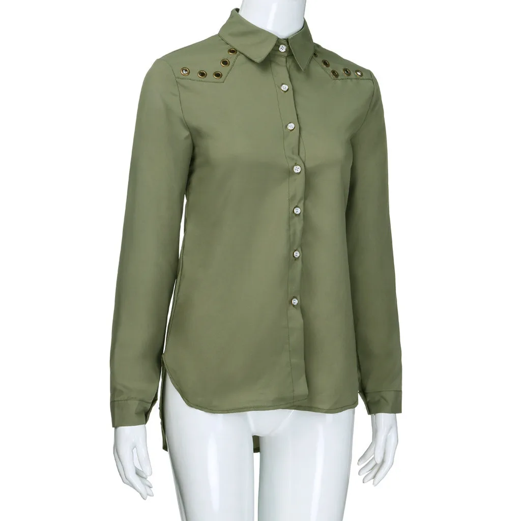 SAGACE женские рубашки блузки женские размера плюс v-образный вырез чистый цвет пуговицы с длинным рукавом размера плюс Топы свободные блузки рубашки