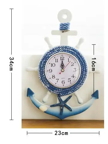 Домашнее украшение, Средиземноморское море, парусный спорт, настенные часы,, иглы, цифровые, односторонние, корабельный якорь, рулевой часы