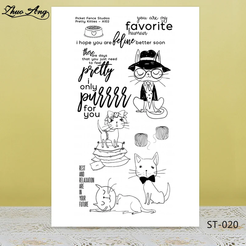 

ZhuoAng Detective Cat Sherlock Holmes Clear Stamps/seals For DIY Scrapbooking/Card Making/Album Decorative Silicon Stamp Crafts