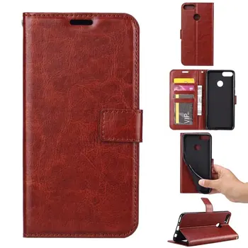 

100pcs/lot free shipping Crazy Horse Wallet Leather Case for Huawei Y9 2018/Enjoy 8 PLUS/HONOR V10 With Photo Frame Card Slots
