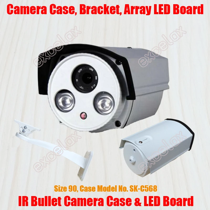 

Waterproof Bullet Camera Casing & Bracket & Array LED IR Board Size 90 Aluminum Alloy Case IP66 Outdoor Housing Sunshield Cover