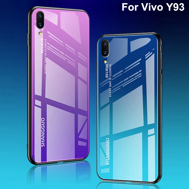 ДЛЯ Vivo Y93 чехол из закаленного стекла роскошный градиентный Мягкий силиконовый с