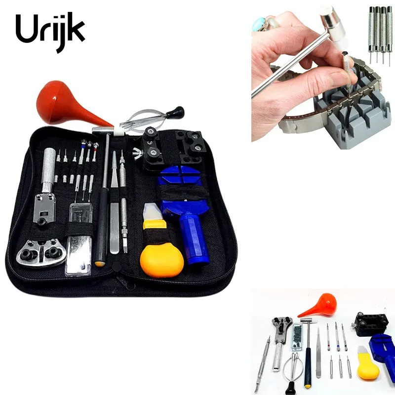 

Urijk 16PCs/Set Professional Watch Repair Tool Kit Portable Watchmaker Pin Remover Hammer Pliers Opener Adjuster