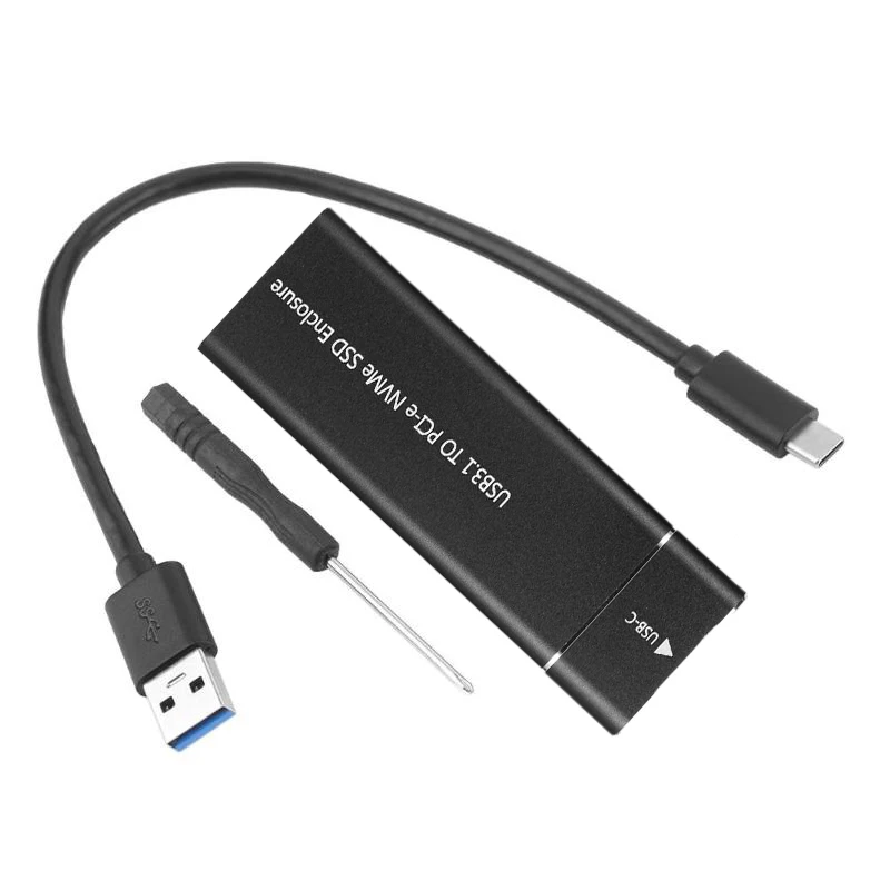 Корпус NVME SSD, адаптер M.2 NVME на USB C, черный чехол, USB 3,1 Gen 2(10 Гбит/с) для samsung 960/970 EVO/PRO M2 PCIE SSD - Цвет: A to C cable