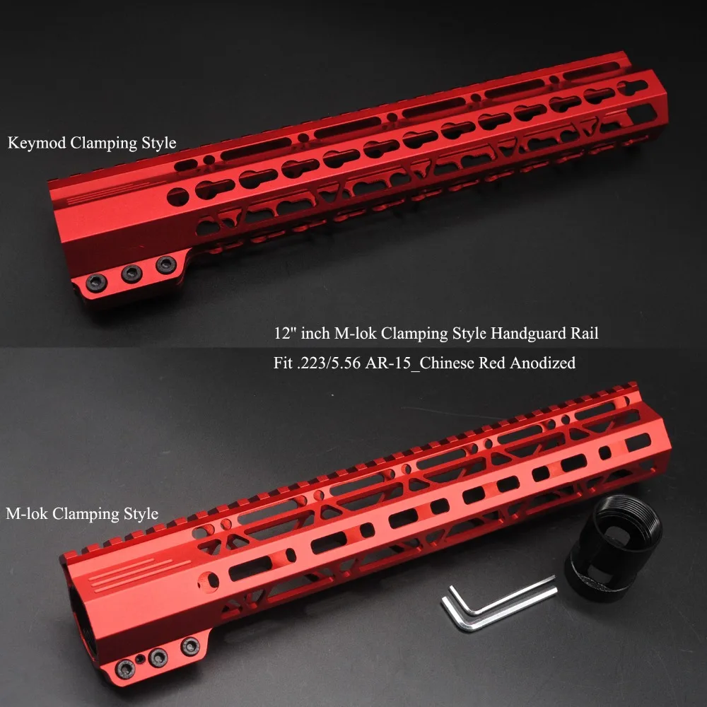 Ferroviário de Fixação Tricock Inch Polegadas Keymod – M-lok Handguard Estilo Picatinny Montagem Sistema Apto. 223 5.56 Ar-15_chinese Vermelho Anodizado 12