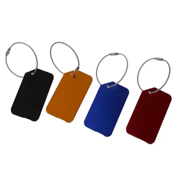 

Fashion Boutique Mini Rectangle Luggage Tags 4pcs Aluminium Metal Travel Luggage Baggage Suitcase Address Tags Label Holder