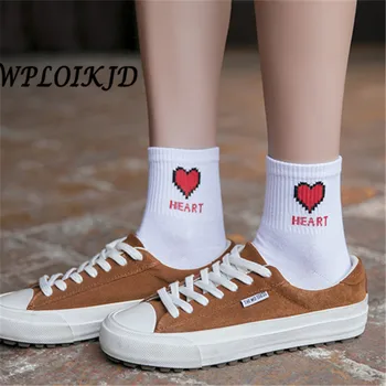 

[WPLOIKJD]Harajuku Korean Cute Heart/Love 5 Color Creative Sock College Style Japan Socks Women Kawaii Socks Calcetines Mujer