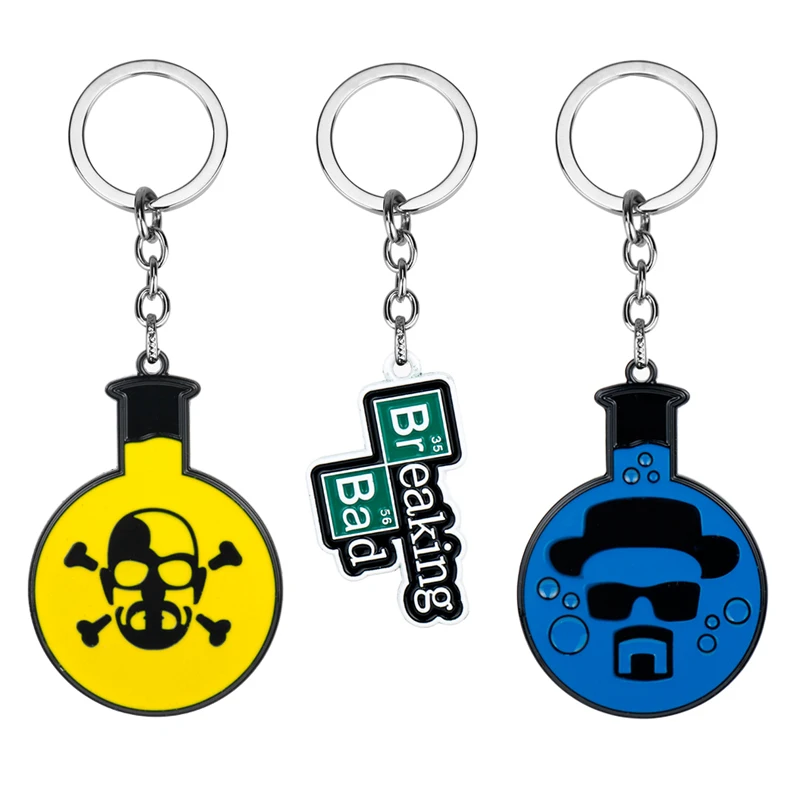 

TV Breaking Bad BA BR Logo Keyring Keychain Metal Heisenberg Mask Walter Key Ring Chain Car Pendant Souvenir Porte Clef
