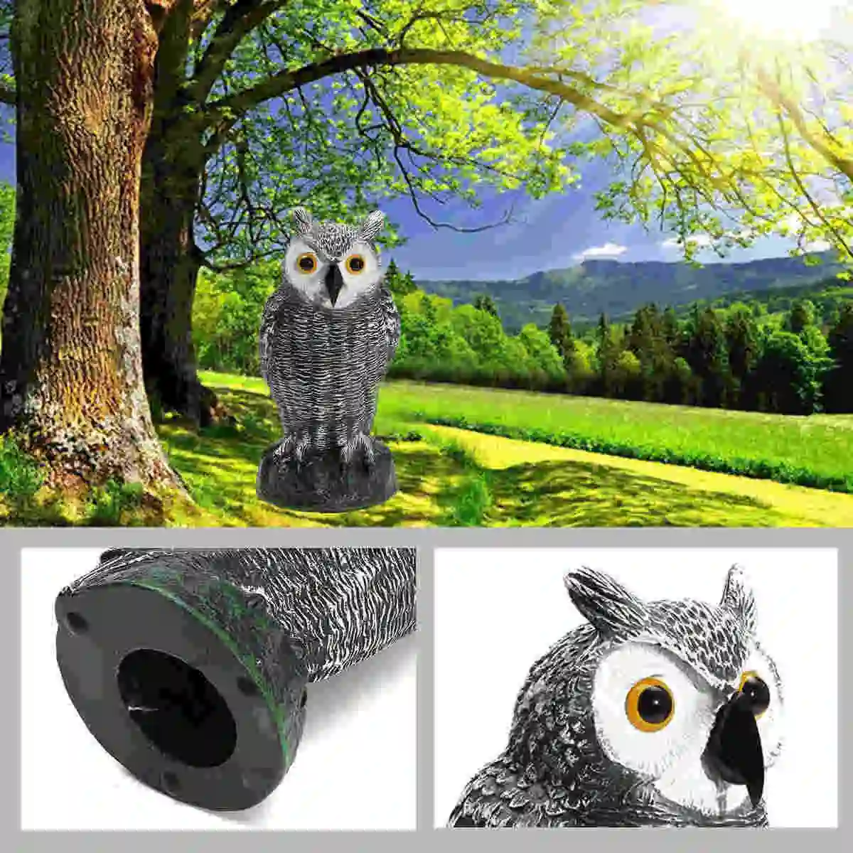 Lifelike 3D Eyes Fake Standing Owl Bird Hunting Shooting Decoys Deterrent Repeller Home Garden Decoration Ornaments