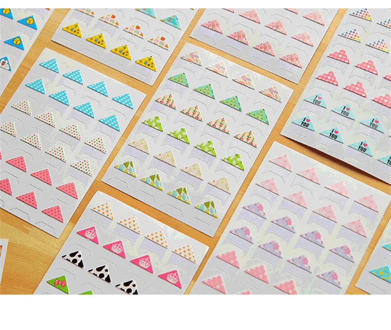 

New 24 pcs/sheet DIY Floral Print Corner Paper Stickers for Photo Albums Frame Decoration Scrapbooking Wholesale 8 color